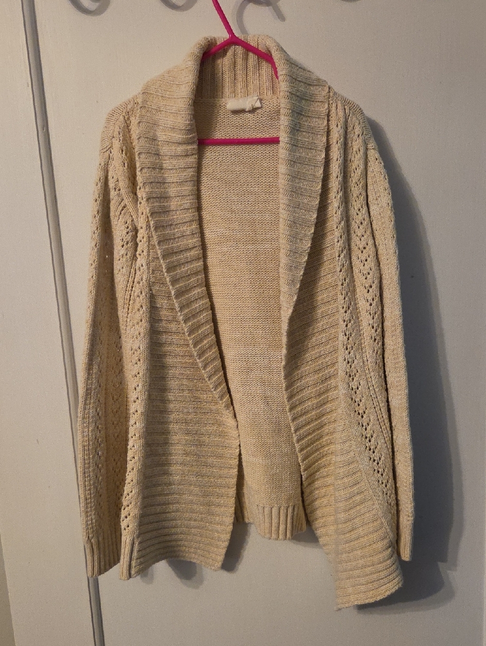 Crazy 8 Cream Open-Front Shawl Collar Cardigan